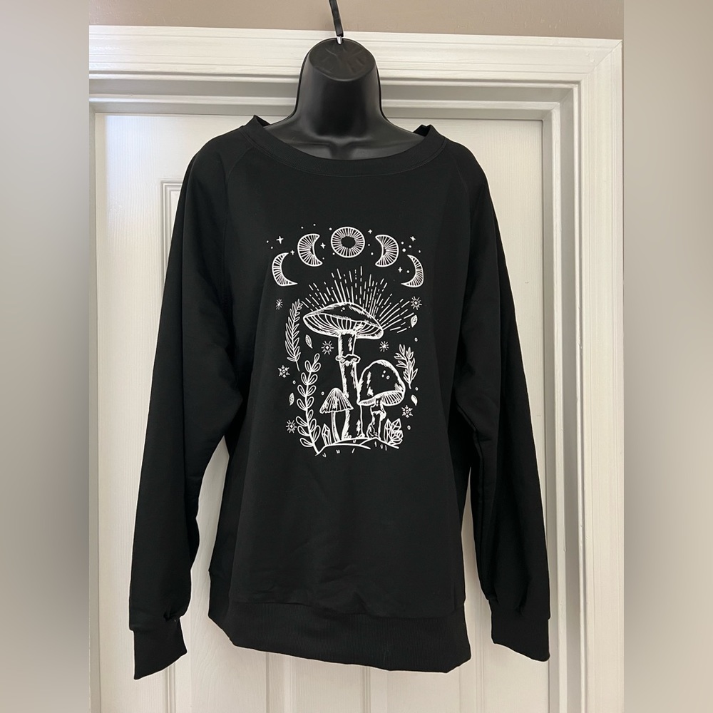 NEW!! Black Mushroom Crescent Moon Sweatshirt NWOT New without tags!!!